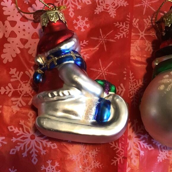 Set of 3 winter glass Christmas ornaments - Picture 5 of 8